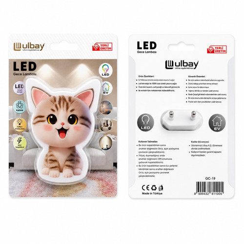 10 ADET KEDİ LEDLİ GECE LAMBASI GC-19