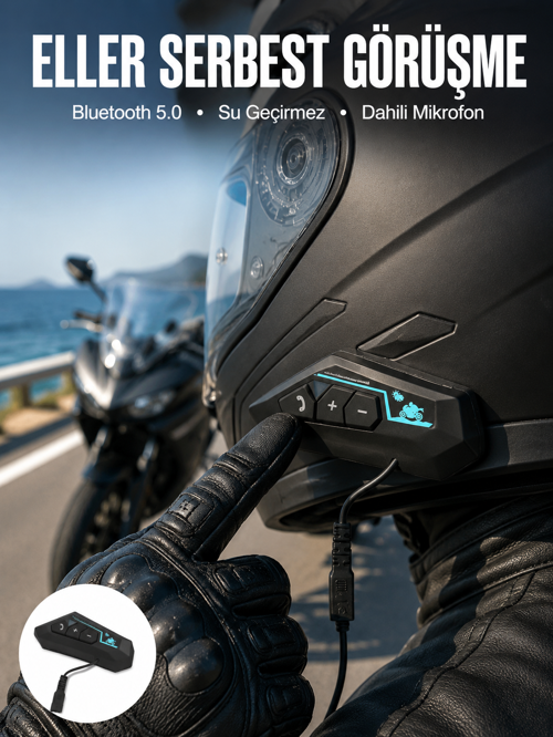 Kask Kulaklığı Motosiklet Intercom Interkom Dinleme Konuşma Özellikli Su Geçirmez UCZBT22KULAKLIK1-1