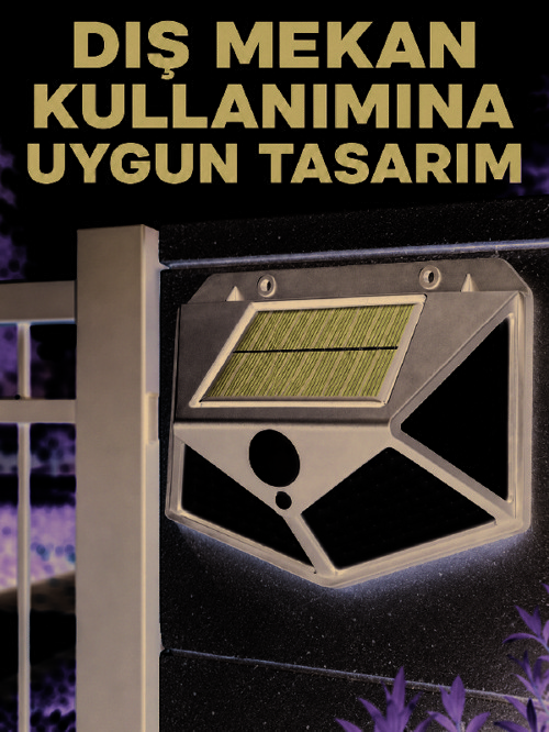 Bahçe Balkon Garaj ve Girişler İçin Güneş Enerjili Hareket Sensörlü LED Duvar Lambası