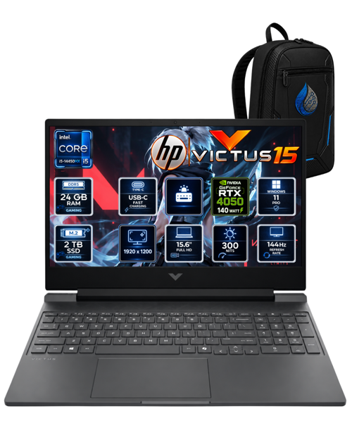 Victus 15 Intel Core i5-14450HX 24 GB DDR5 2 TB SSD RTX 4050 6 GB 15.6'' Full HD IPS 144Hz Windows 11 Pro Oyuncu Dizü