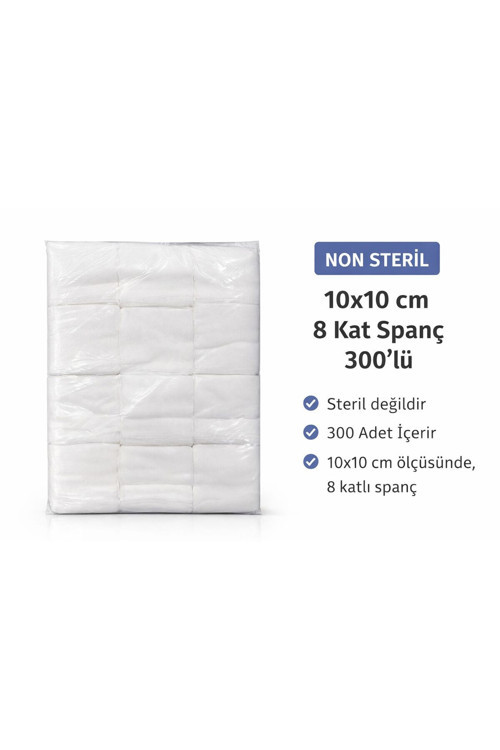 Non Steril 10X10 Cm 8 Katlı Spanç (Gazlı Bez) – 300 Adet
