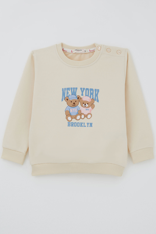 Kız Çocuk Sweatshirt Dost Ayıcıklar Baskılı 1.5-5 Yaş , Krem