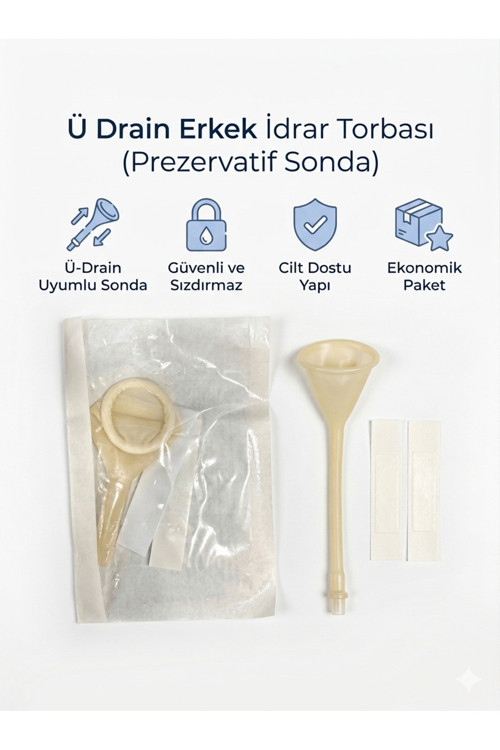 Ü Drain Erkek Prezervatif Sonda 2'Li L Beden (35Mm) Steril