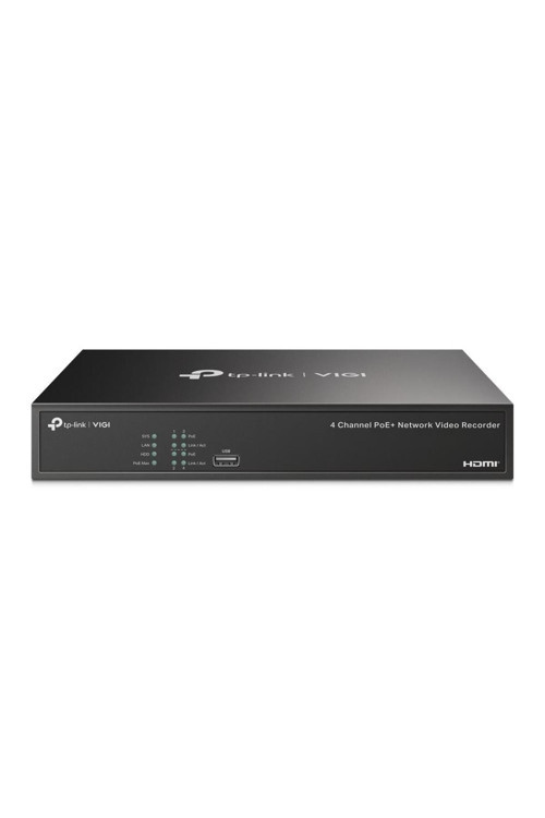 VIGI NVR1004H-4P 4 Kanal 5MP PoE+ 53W H.265+ 80 Mbps 1 SATA 2 USB 4K HDMI NVR Kayıt Cihazı