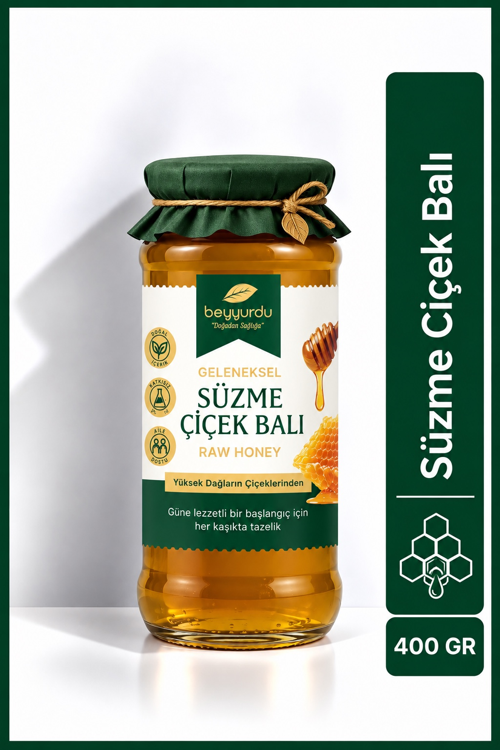 Süzme Çiçek Balı Katkısız Geleneksel Ham Bal