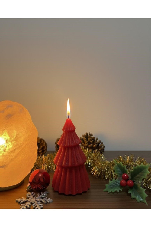 Yılbaşı Hediyesi Dekoratif Çam Ağacı Mum Dekoratif Tabak YANINDA