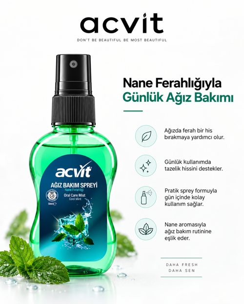 Ağız Kokusu Önleyici Ağız Bakım Spreyi - Uzun Süreli Nane Ferahlığı – 50 ML