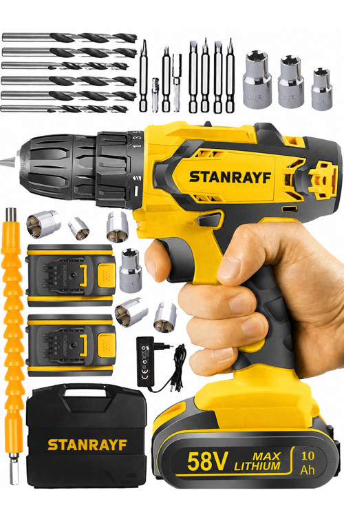 Alman V-Tech 58V 10 Ah Çelik Şanzıman Bakır Sargı Çift Akülü Şarjlı Vidalama Matkap