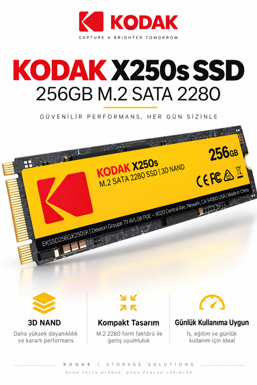 X250s 256GB M.2 SATA 2280 SSD 520 MB/s Okuma 500 MB/s Yazma Hızlı SSD