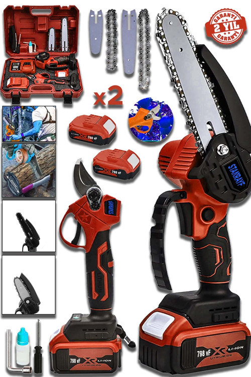 Alman 999 VF 30 AH 3 Lü Set 40 MM Budama Makası + Zincirli Dal Kesme + 13 MM Darbeli Matkap