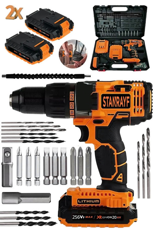 Alman Coperr 256 Vf 20 Ah Çelik Şanzıman Bakır Sargılı Çift Akülü Vidalama Matkap