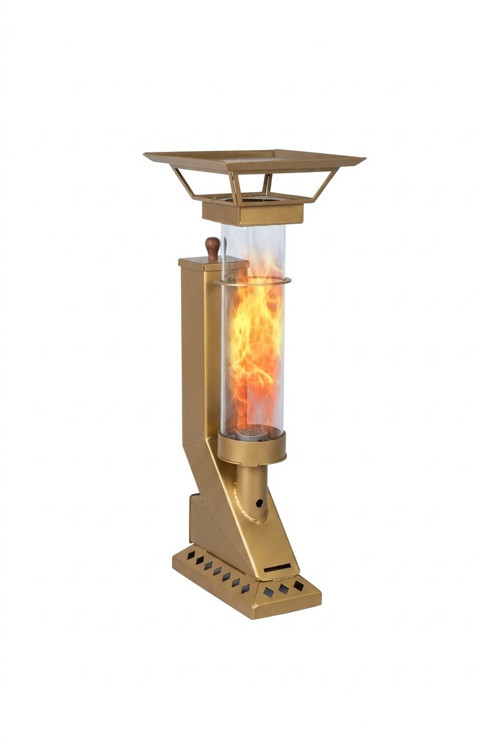 Compact İF-19 Camlı Alev Lambası Dış Mekan Pelet Soba - Gold