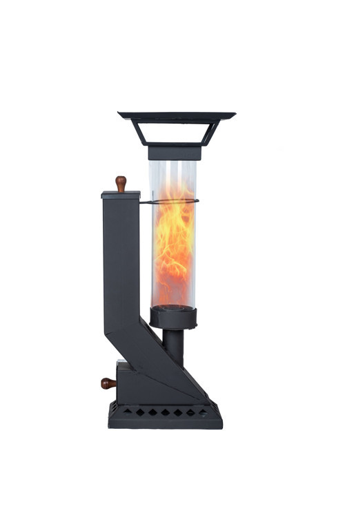 Compact İF-17 Camlı Alev Lambası Dış Mekan Pelet Soba - Siyah