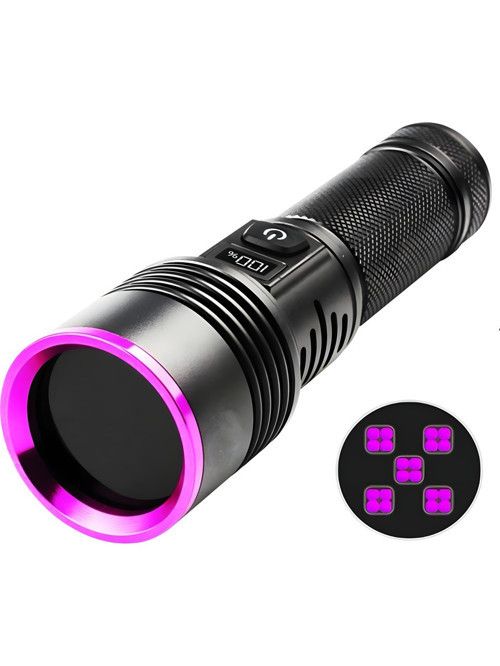 50W 365NM Profesyonel Ultra Güçlü Mor Uv Işık Para Kontrol Feneri Uv Lamba 5800MAH Pil