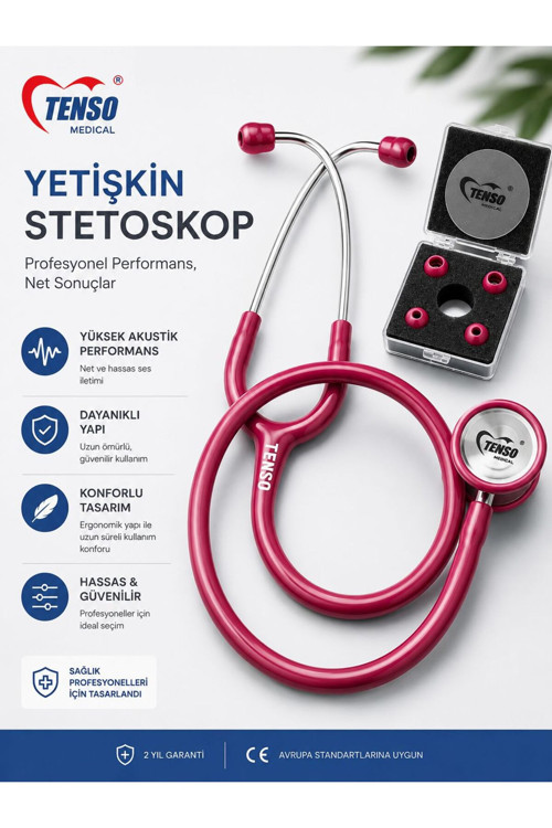 Yetişkin Stetoskop I Tek Taraflı Stetoskop Yetişkin Uyumlu Bordo | Bordo Stetoskop
