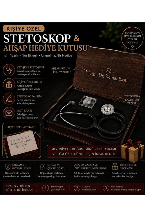Kişiye Özel Kutulu Stetoskop I Steteskop Kişiye Özel Yetişkin I Stetoskop Çantası