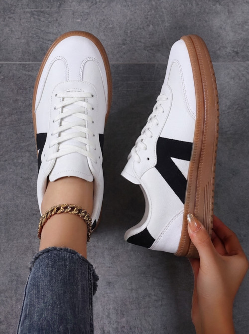 Kadın Sneaker Yüksek Taban Ortopedik Bağcıklı Spor Ayakkabı Retro Beyaz-011
