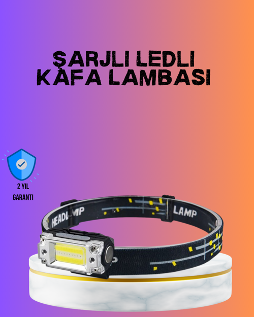 Beyaz Led Işık Sensörlü Kafa Lambası Lityum Batarya Led El Fenerli Şarjlı UCZZT133KAFAA-4