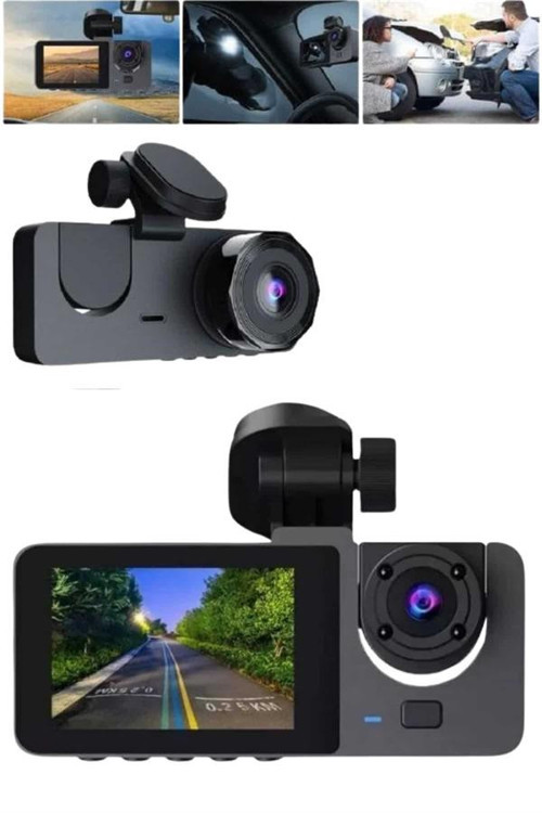 Araç İçi Dikiz Kamerası Sürüş Kaydedici 3 Lensli DVR Kamera UCZZZARAÇİÇİKAMERAAAA4