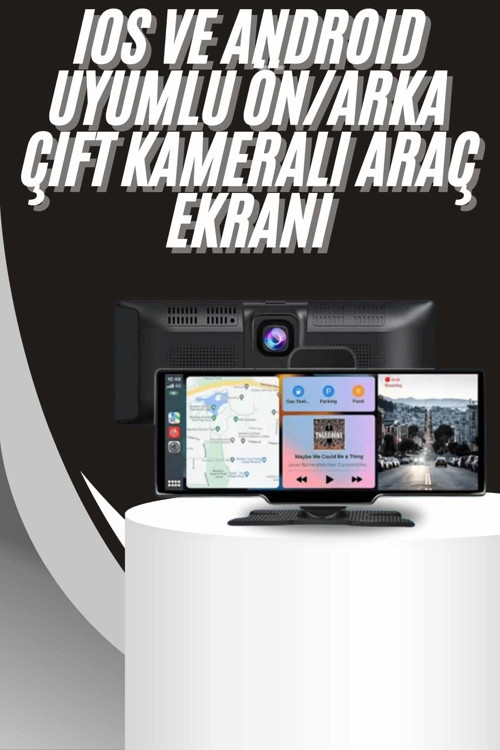4K 10.2 İnç Çift Kameralı Araç Multimedya Ekranı CarPlay Kablosuz Tüm Cihazlara Uyumlu UCZZZC1ÖNARKA