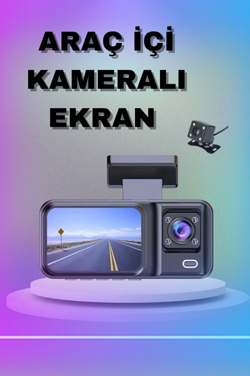 1080P 3 Lensli WİFİ Araç İçi Kameralı Ekran DVR Kaydedici Gece Görüşlü CZZZDVRARAÇİÇİKAMERAAA1