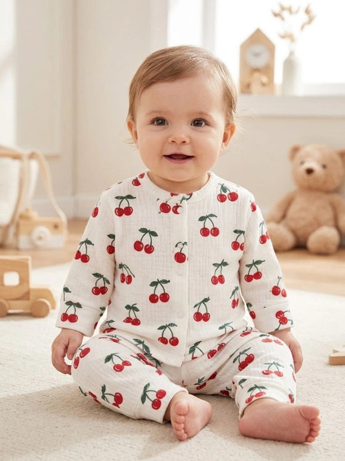 Hassas Ciltlere Özel Tahriş Önleyici Nikel Free Çıtçıtlı Pamuk Penye Bebek Pijama Takımı (3-12 Ay)