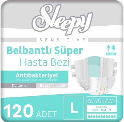 Sensitive Antibakteriyel Belbantlı Hasta Bezi L beden 30 lu x 4 Adet