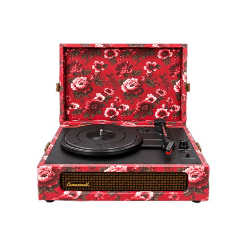 Pikap Çiçek Desenli Bluetoothlu Pikap Plakçalar Bordo Renk