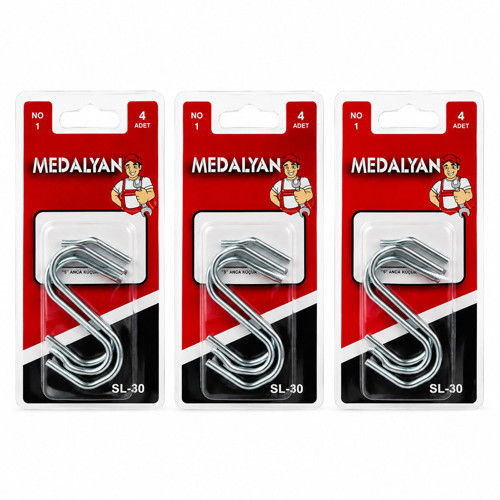 48 ADET NO-1 - KÜÇÜK S KANCA 12X4PCS
