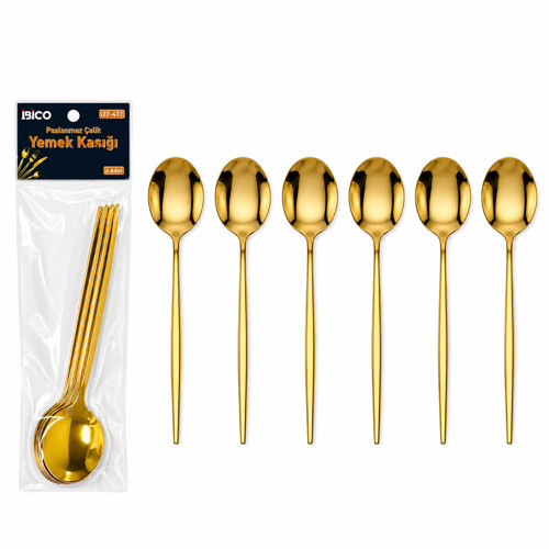 60 PARÇA GOLD YEMEK KAŞIK SETİ 21CM - 1 PAKET İÇİNDE 6 ADET VARDIR - 10 PAKET GÖNDERİLİR