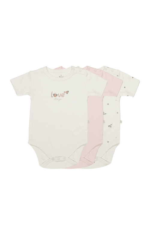 3lü Body Yarım Kol Love Grows Kutulu 17173 Ekru 6-9 Ay