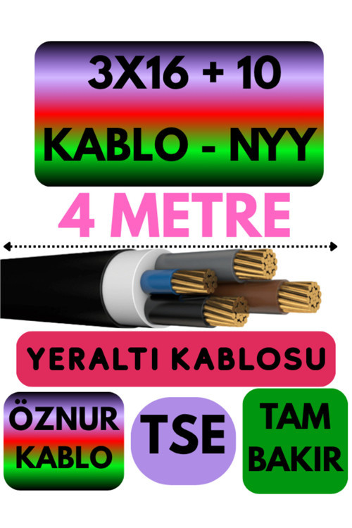 3X16 + 10 Nyy (Yeraltı Kablosu) Metre Seçenekli 4 Metre