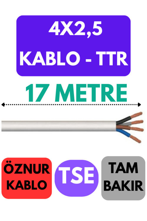 4X2,5 Ttr Kablo Metre Seçenekli (Beyaz) 17 Metre