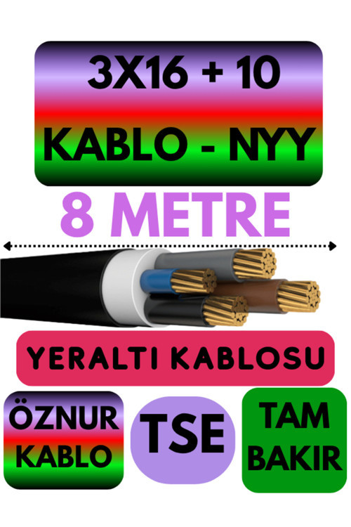 3X16 + 10 Nyy (Yeraltı Kablosu) Metre Seçenekli 8 Metre