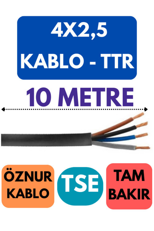 4X2,5 Ttr Kablo Metre Seçenekli (Siyah) 10 Metre