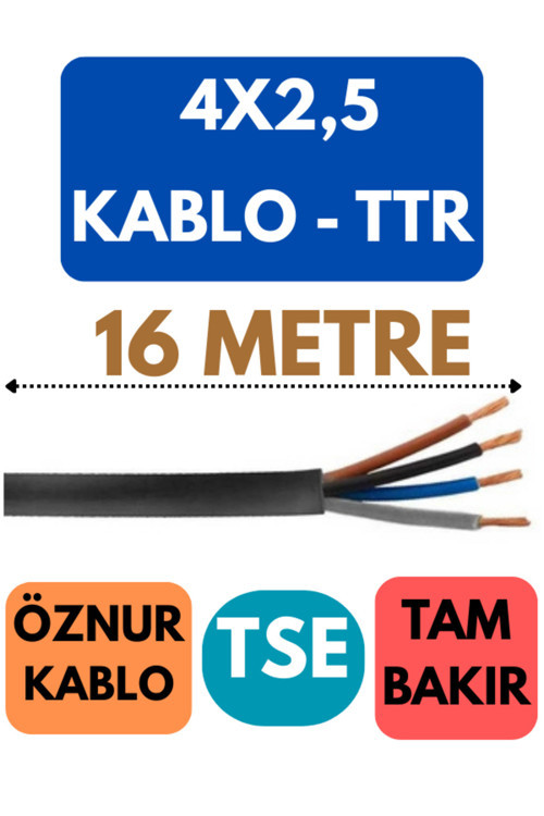 4X2,5 Ttr Kablo Metre Seçenekli (Siyah) 16 Metre