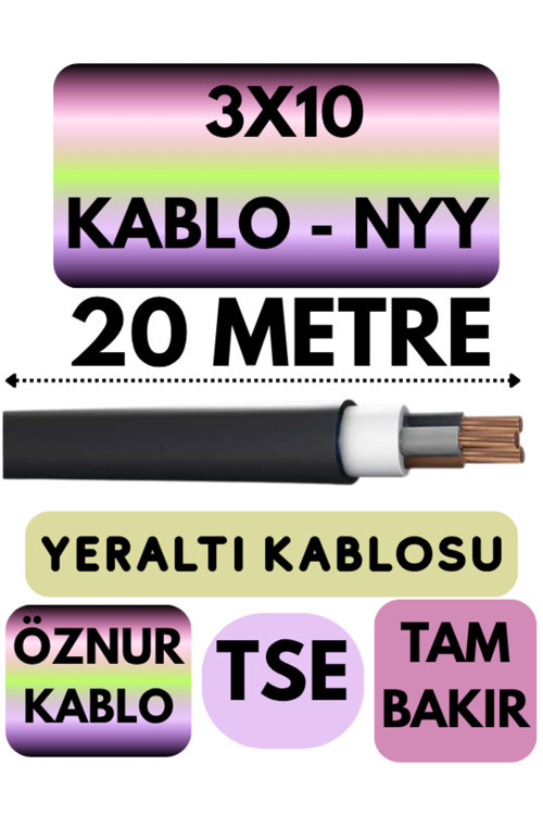 3X10 Nyy (Yeraltı Kablosu) Metre Seçenekli 20 Metre