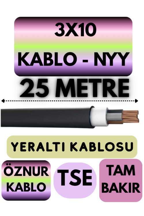 3X10 Nyy (Yeraltı Kablosu) Metre Seçenekli 25 Metre