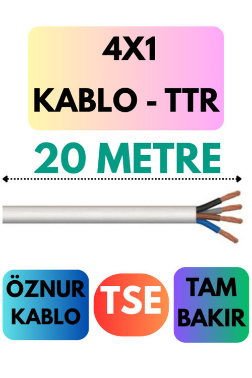 4X1 Ttr Kablo Metre Seçenekli (Beyaz) 20 Metre