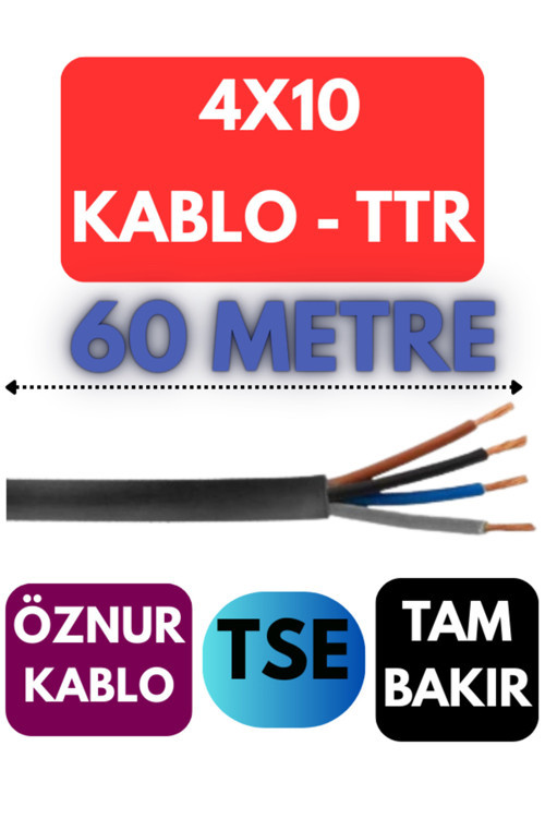 4X10 Ttr Kablo Metre Seçenekli (Siyah) 60 Metre