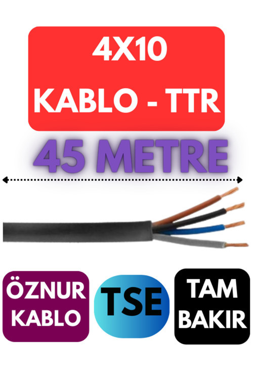 4X10 Ttr Kablo Metre Seçenekli (Siyah) 45 Metre