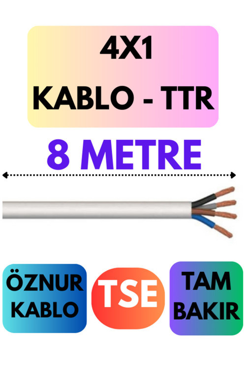 4X1 Ttr Kablo Metre Seçenekli (Beyaz) 8 Metre