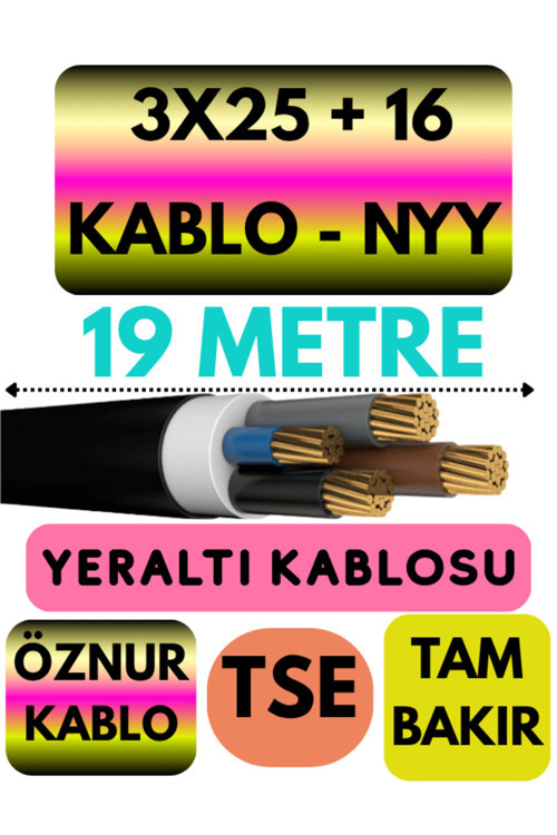 3X25 + 16 Nyy (Yeraltı Kablosu) Metre Seçenekli 19 Metre