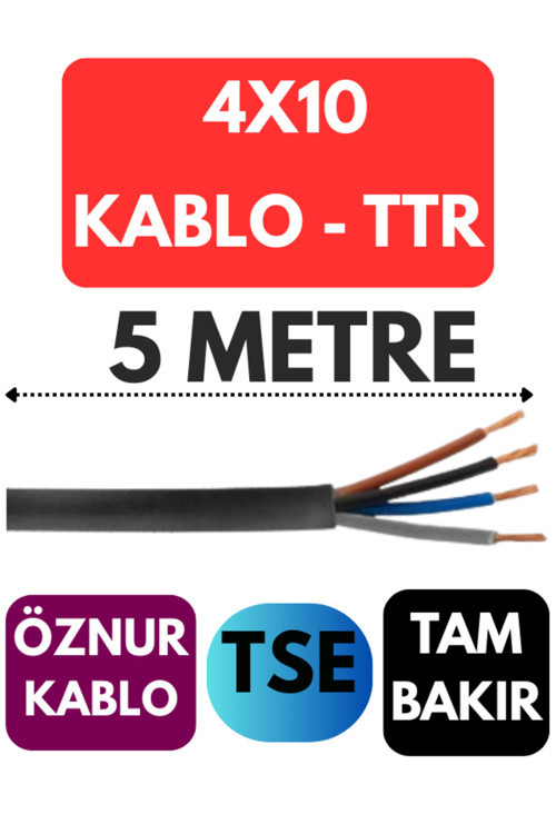 4X10 Ttr Kablo Metre Seçenekli (Siyah) 5 Metre