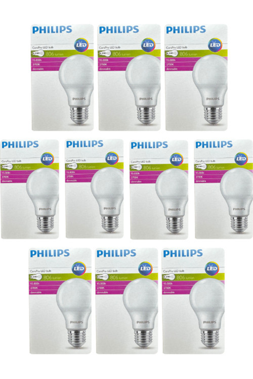 (10 Adet) 8,5W (60W) 2700K (Sarı Işık) Dim Edilebilir E27 Duylu (Kalın Duy) Led Ampul