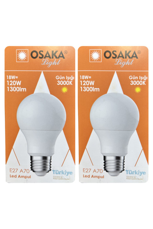 (2 Adet) Osaka 18W (120W) Sarı Işık (3000K) E27 Duylu (Kalın Duy) Led Ampul