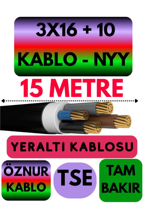 3X16 + 10 Nyy (Yeraltı Kablosu) Metre Seçenekli 15 Metre