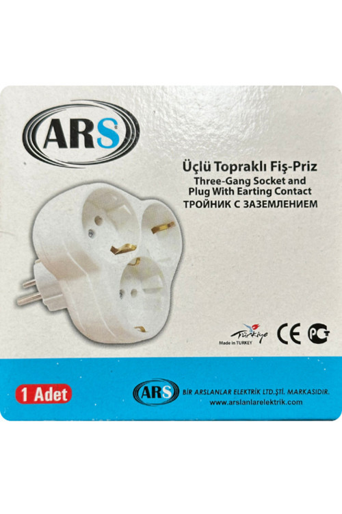 Üçlü Topraklı Fiş Priz Golyat Beyaz