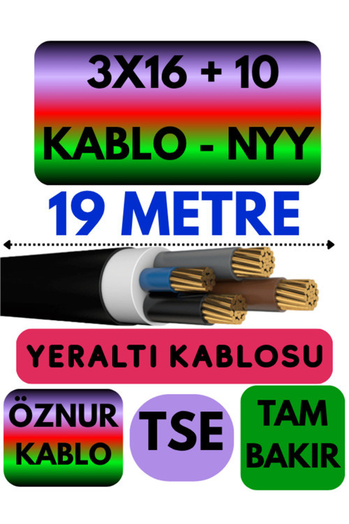 3X16 + 10 Nyy (Yeraltı Kablosu) Metre Seçenekli 19 Metre