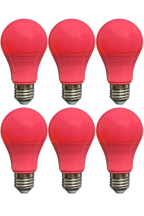 (6 Adet) Osaka 10W Pembe Işık E27 Duylu (Kalın Duy) Led Ampul
